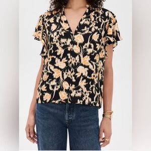 Ulla Johnson Lilo Flutter Sleeve Blouse